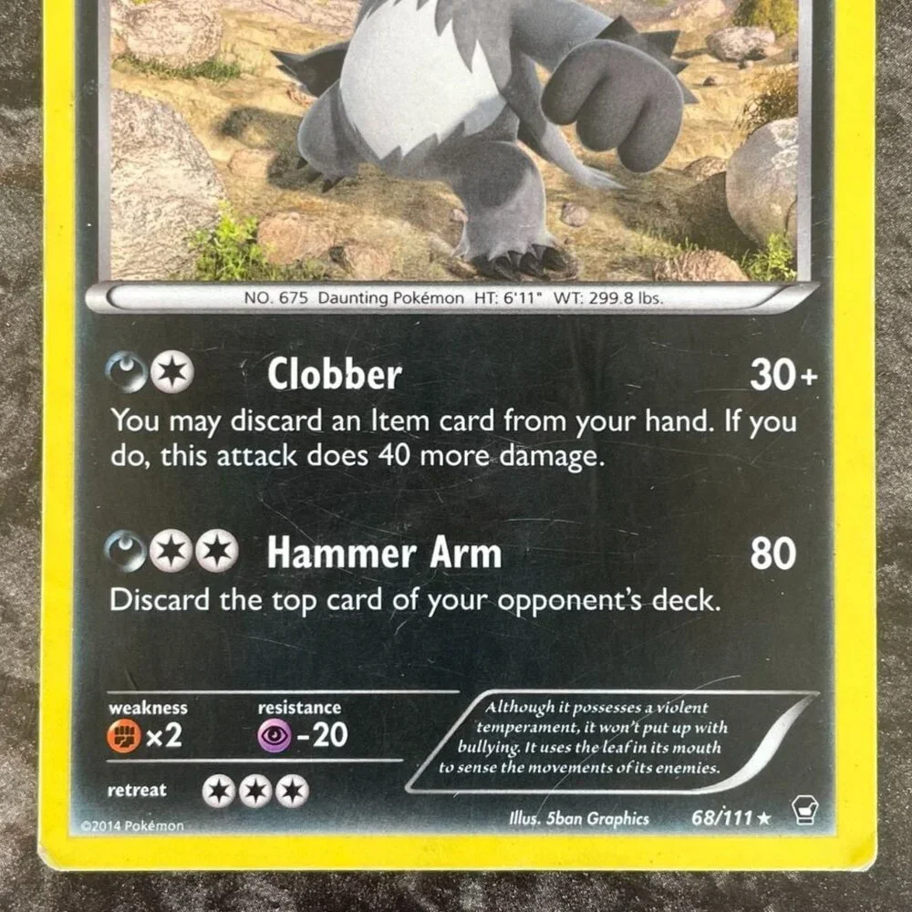 Pokemon Card Pangoro Stage 1 68/111 2014 Holo Rare Furious Fists